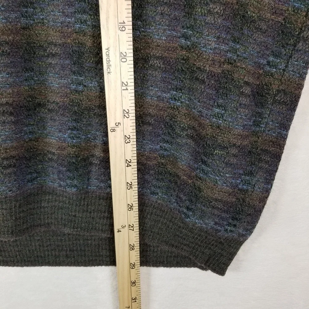 Tricots St Raphael‎ Sweater Mens XL Multicolor Merino Wool V-Neck Textured Knit